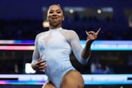 Jordan Chiles at the 2025 NCAA Women's Gymnastics Championships - (Source: Getty)